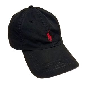 Black Polo Hat with Red Embroidery